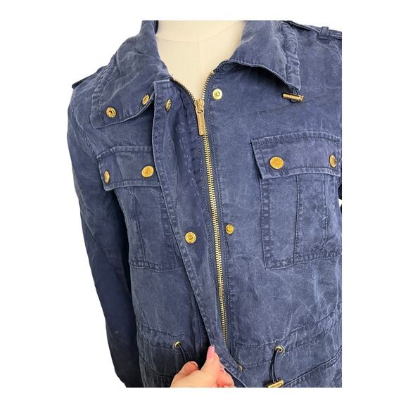 Michael Kors Blue Lyocell Womens Coat Jacket lightweight transition Fall XS Soft - Picture 5 of 8